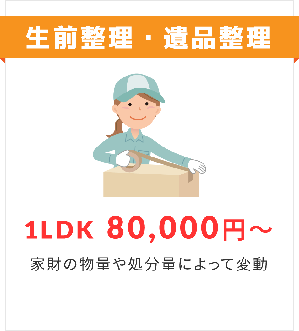 生前整理・遺品整理 1LDK 80,000円～